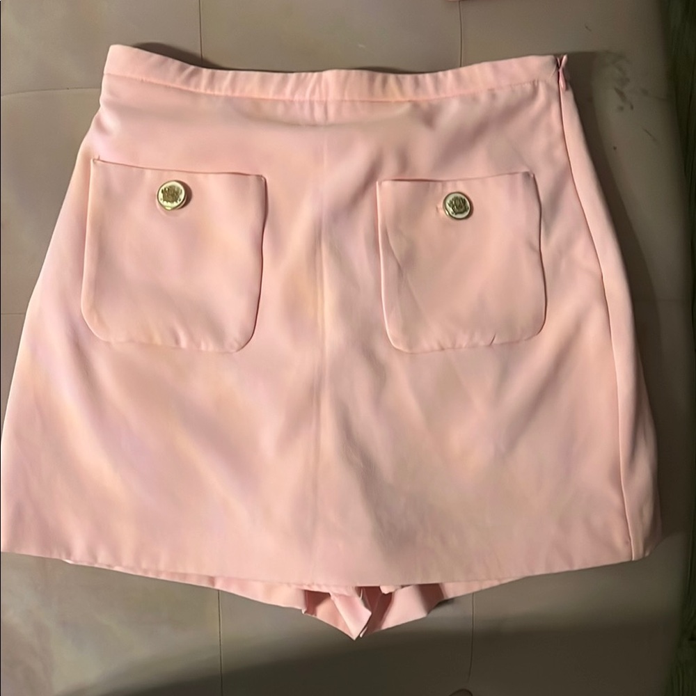 Zara Pink Skort with Gold Button Detail
